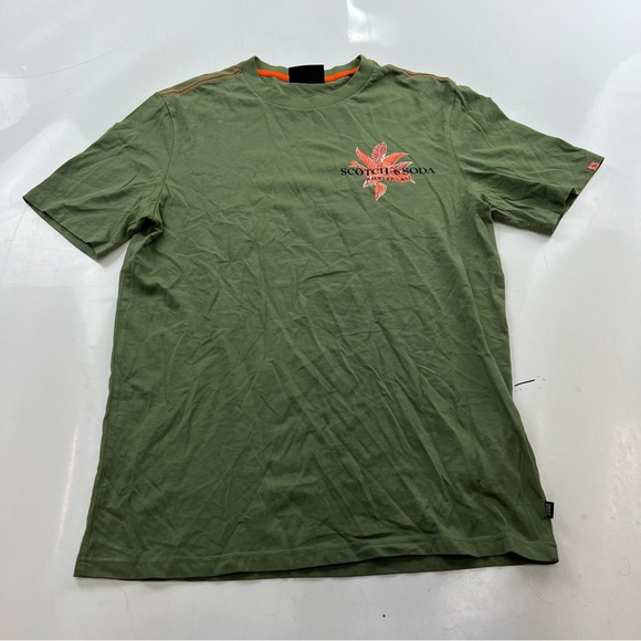 Scotch & Soda men’s khaki floral shirt S L109-3 - Picture 2 of 6